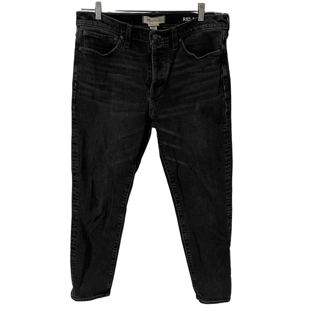 Madewell Black/Charcoal Relaxed Tapered Jeans Size 32